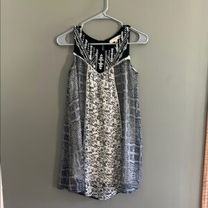 Rewind Black and White Geometric Sleeveless Mini Dress